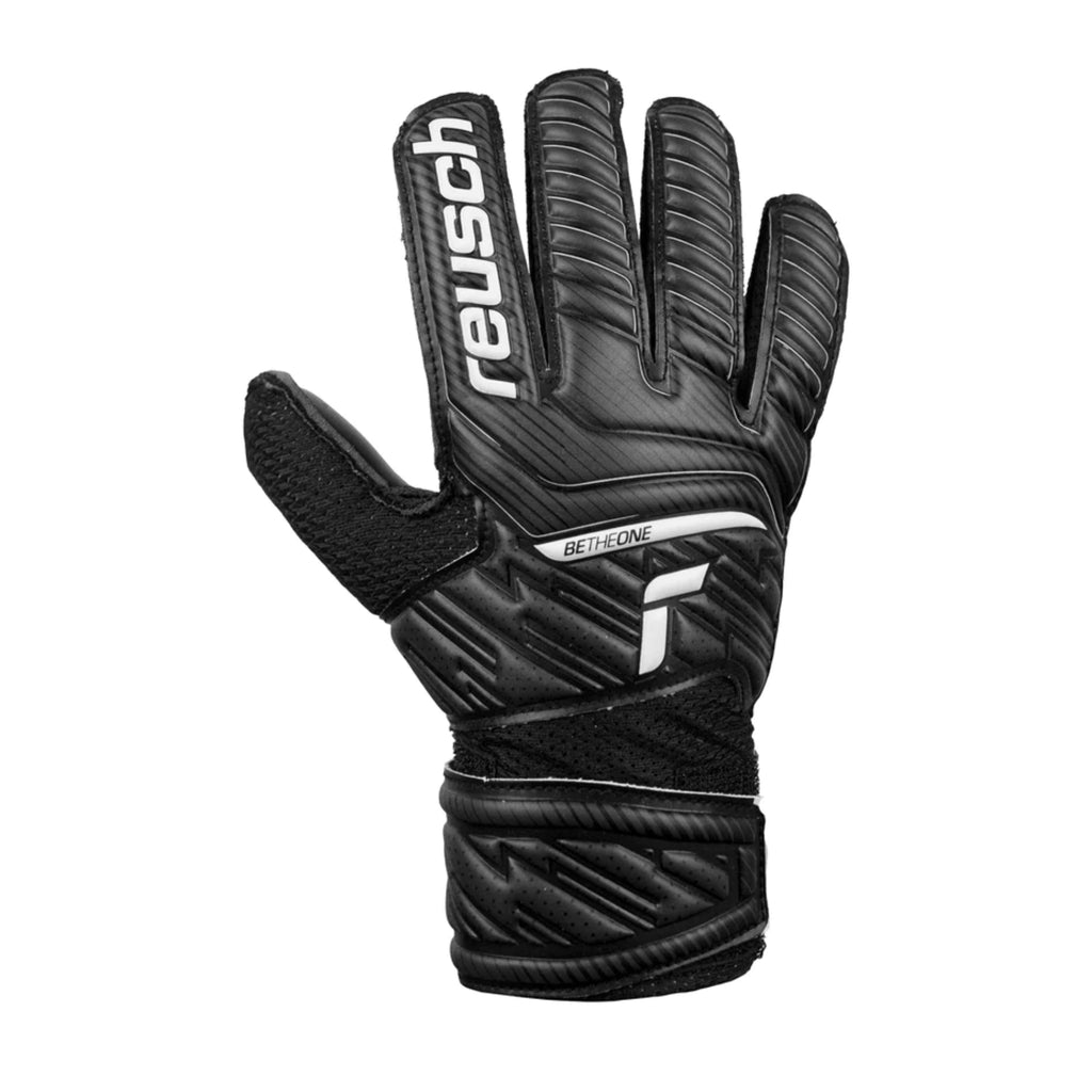 Reusch Kids Goalkeeper Attrakt Solid Fingersave Goalkeeper Gloves Black/White Front