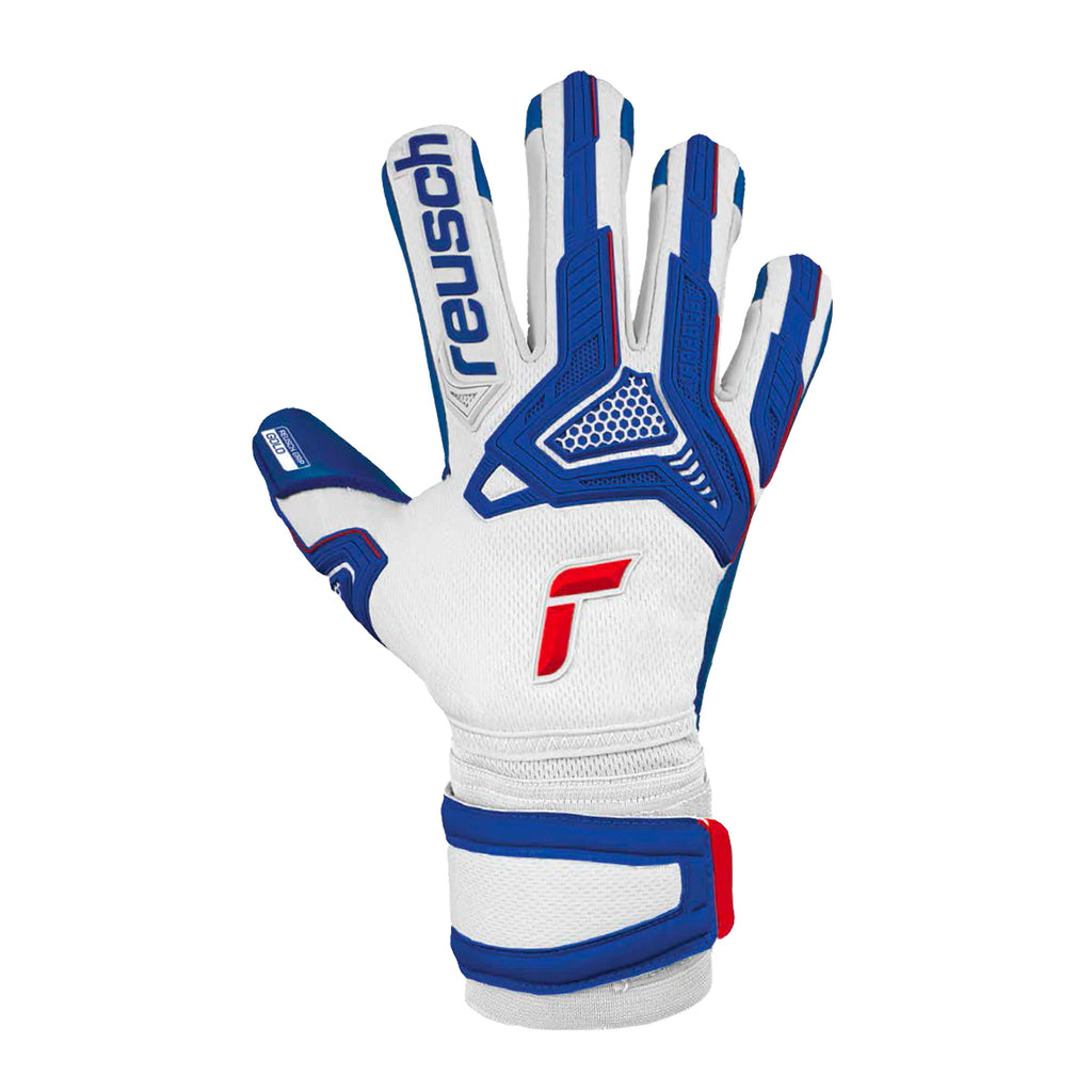 Reusch Men's Goalkeeper Attrakt Freegel Gold Sleek Finger Support Gloves White/Red Front