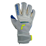 Reusch Men's Attrakt Gold X Evolution Cut Goalkeeper Finger Support Gloves Grey/Deep Blue Back