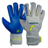 Reusch Men's Attrakt Gold X Evolution Cut Goalkeeper Finger Support Gloves Grey/Deep Blue