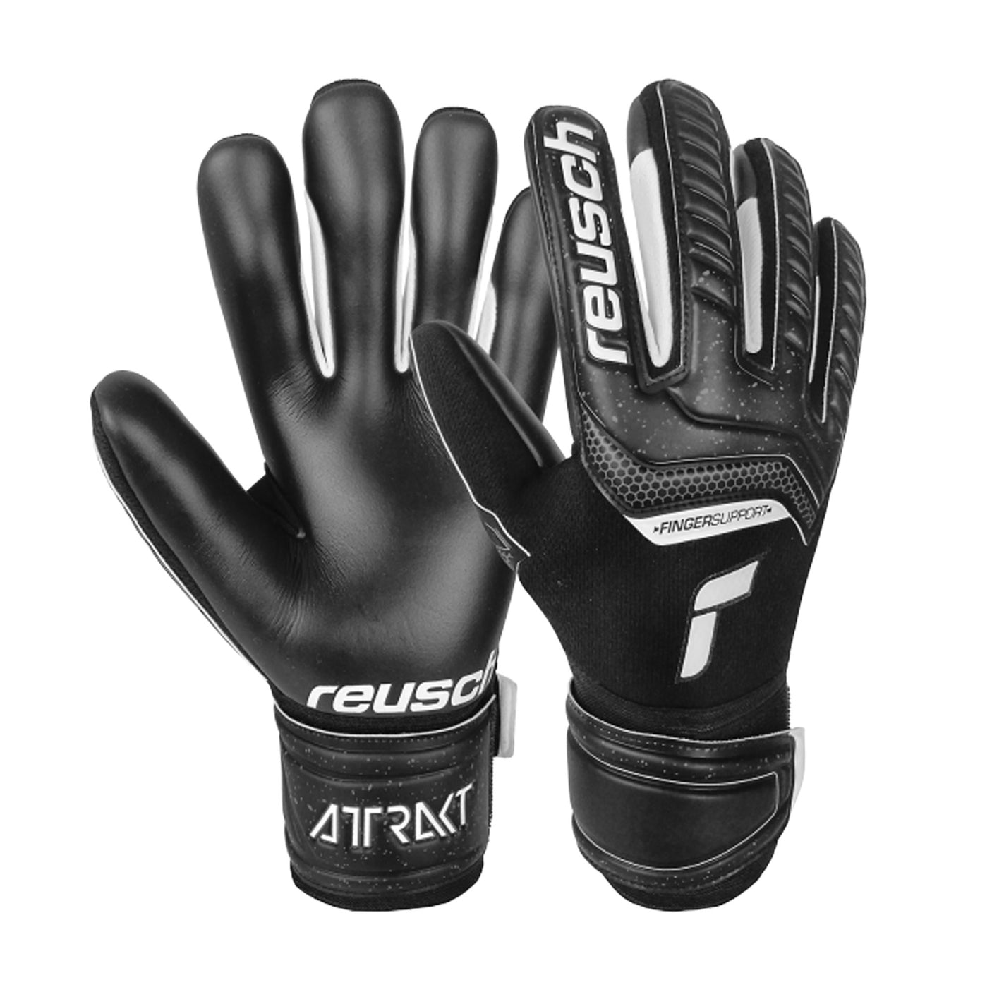 Reusch Men's Goalkeeper Attrakt Infinity Finger Support Gloves Black/White Both