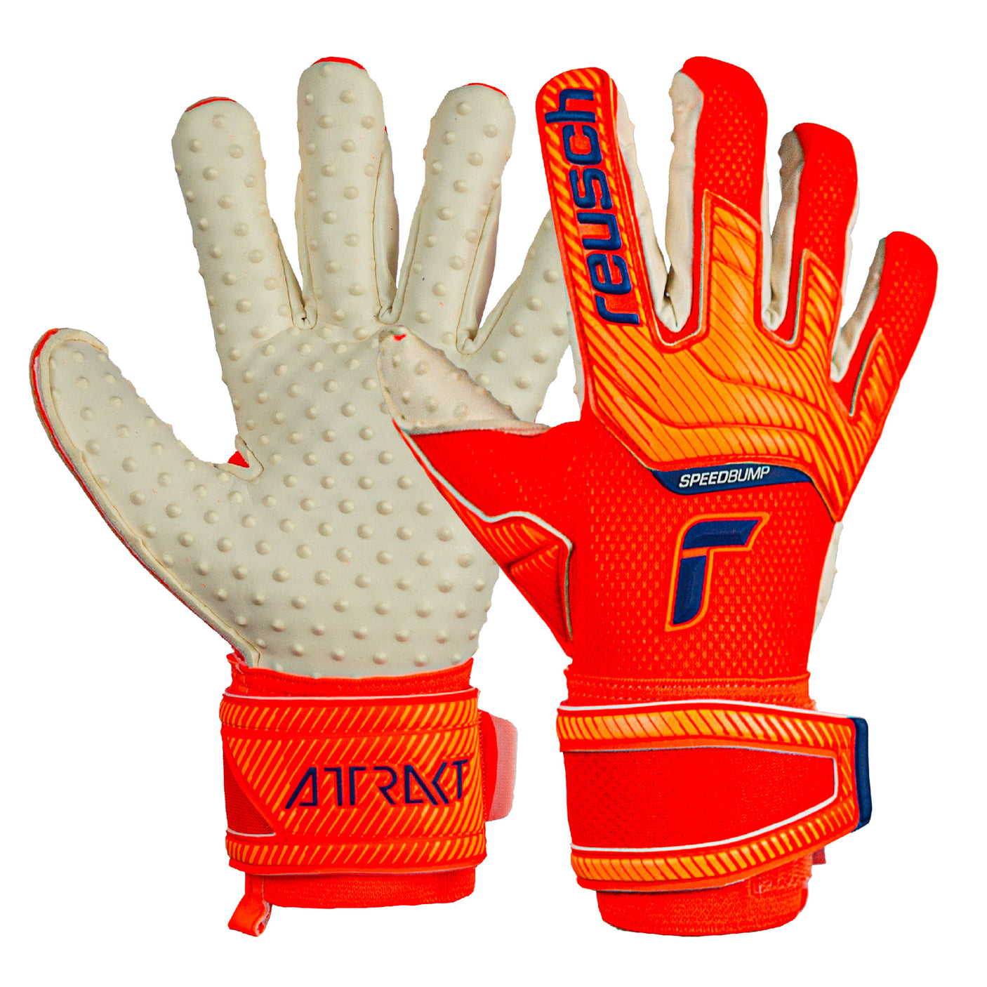 Reusch Men's Goalkeeper Attrakt SpeedBump Gloves Shocking Orange/Blue